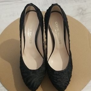 Coye Nokes laser cut calf hair heels